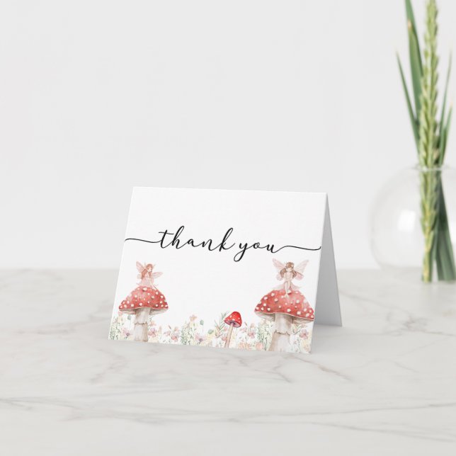 Woodland Fairy Mushroom Thank You Card (Front)