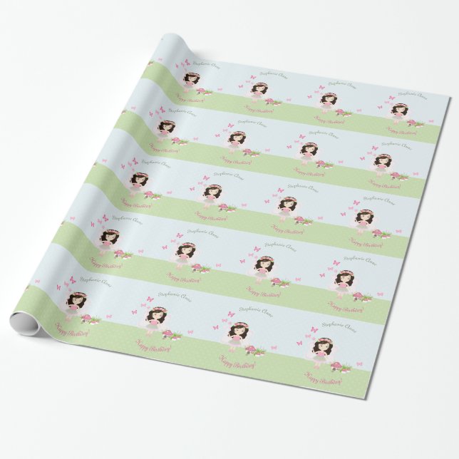 Woodland Fairy Princess Wrapping Paper (Unrolled)