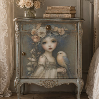 Woodland Fairy with Floral Crown Decoupage Art  Tissue Paper
