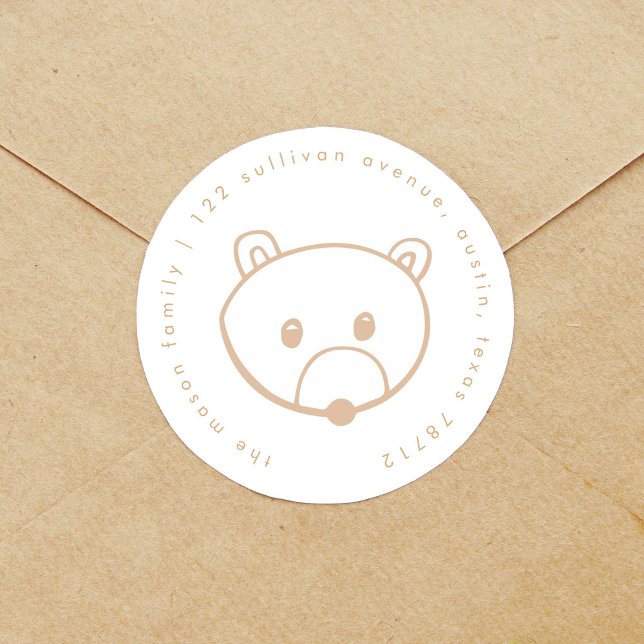 Woodland Fairytale Bear Retour Adresse Étiquettes (Blush pink fairytale woodland bear return address label round stickers.)
