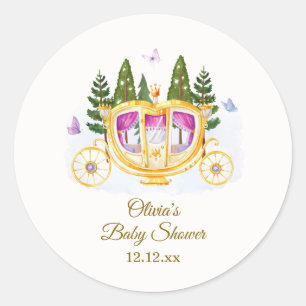 Woodland Fairytale Princess Carriage Baby Shower Classic Round Sticker