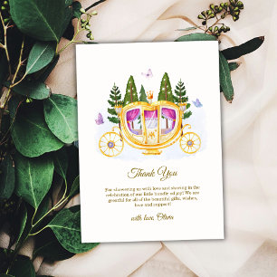 Woodland Fairytale Princess Carriage Baby Shower Thank You Card