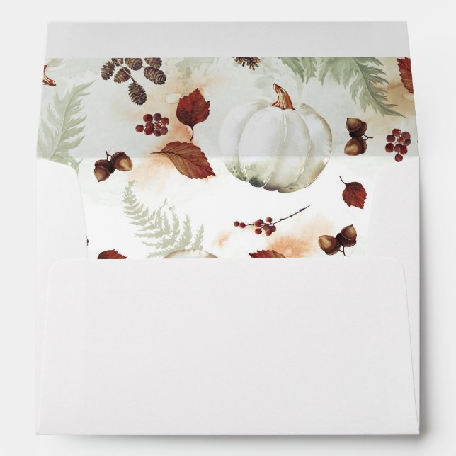 Woodland Fall and White Pumpkin Pattern Envelope (Back (Bottom))