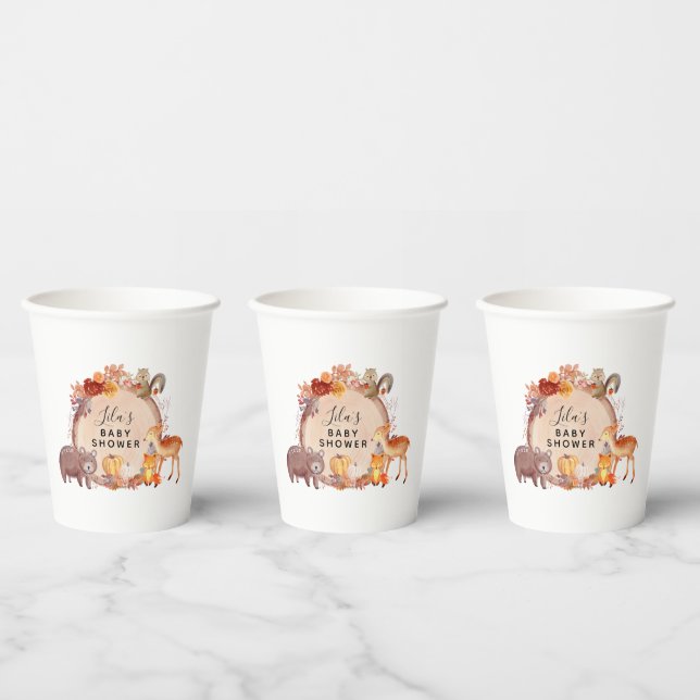 Woodland Fall Autumn Baby Shower Paper Cups (Multi)