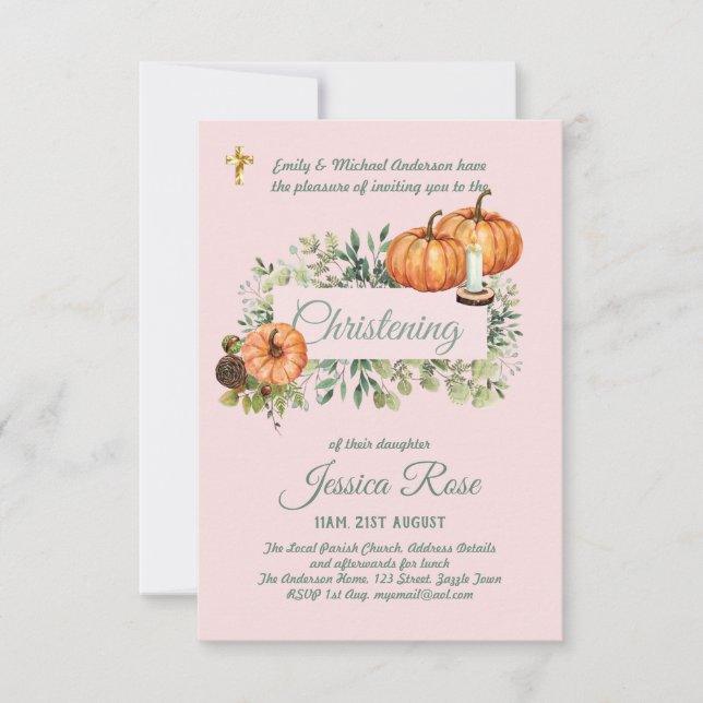 Woodland Fall Christening Invites Baptism  (Front)