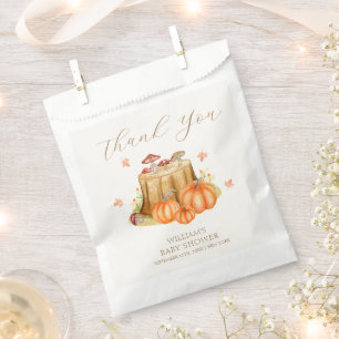 Woodland Fall Pumpkin Mushroom Baby Shower  Favour Bag