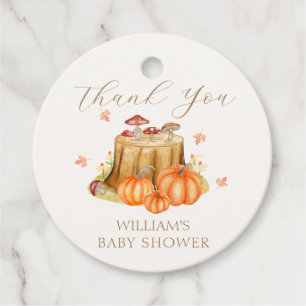 Woodland Fall Pumpkin Mushroom Baby Shower Favour Tags