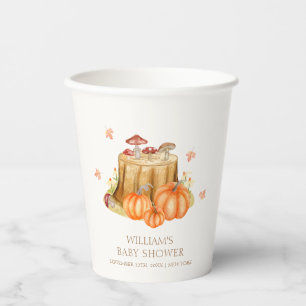 Woodland Fall Pumpkin Mushroom Baby Shower  Paper Cups