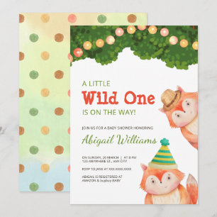 Woodland Family Fox Baby Shower Wild One Invitation