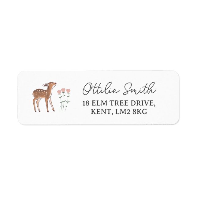 Woodland Fawn Flowers Return Address (Front)
