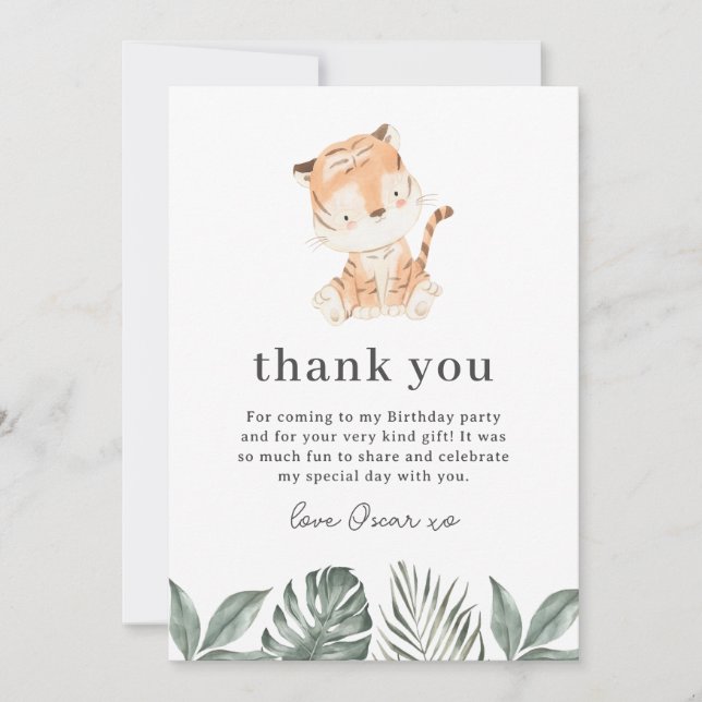 Woodland Fawn FlowersThank You Card (Front)