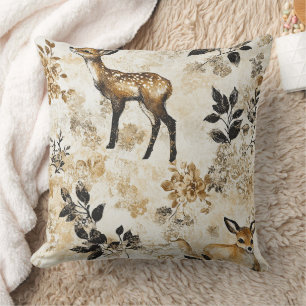 Woodland Fawn Nursery Pattern Throw Pillow