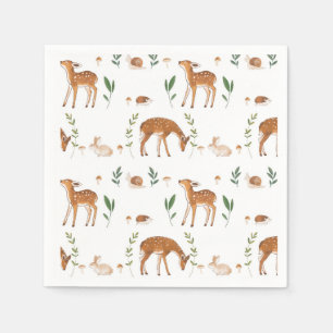 Woodland Fawn Rabbit Snail Paper Plates Napkin