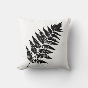 Woodland Fern 1, Black and White Throw Pillow