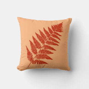 Woodland Fern 1, Mandarin Orange Throw Pillow