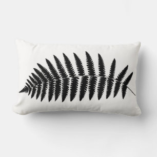 Woodland Fern 2, Black and White Lumbar Pillow