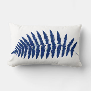 Woodland Fern 2, Cobalt Blue and White Lumbar Pillow
