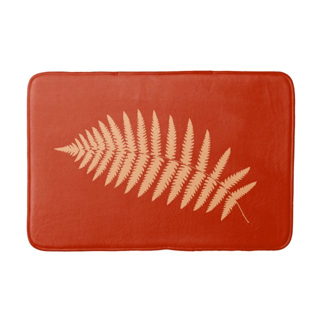 Woodland Fern 2, Mandarin Orange Bath Mat (Front)