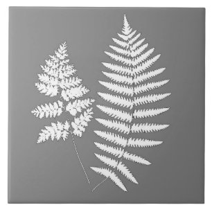 Woodland Fern, Grey / Grey and White Tile