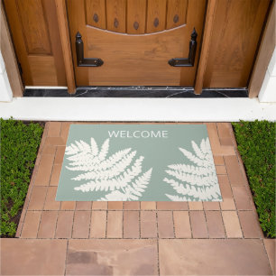 Woodland Fern Leaf Custom Background Colors  Doormat