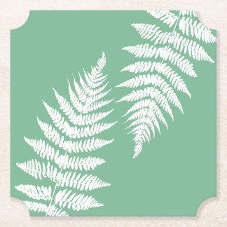 Woodland Fern Leaf Custom Background Colors  Paper Coaster