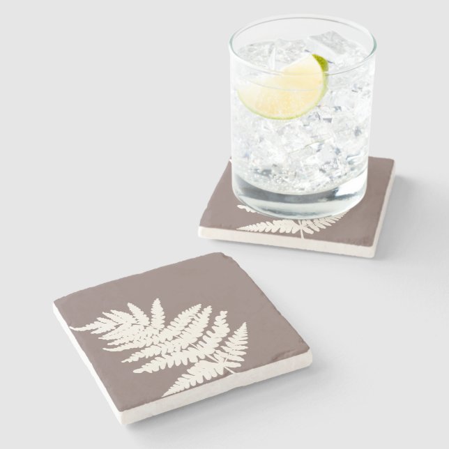 Woodland Fern Leaf – Custom Background Colors  Stone Coaster (Side)