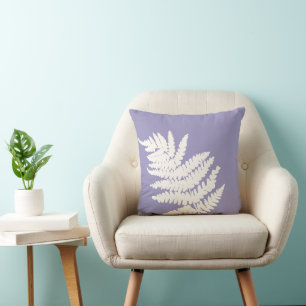 Woodland Fern Leaf Custom Background Colors Throw Pillow
