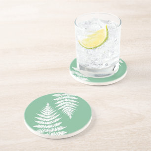 Woodland Fern Leaf Custom Background Colours Coaster