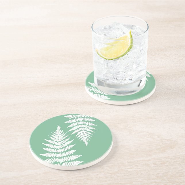 Woodland Fern Leaf Custom Background Colours  Coaster (Side)