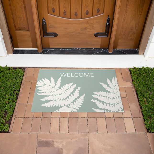 Woodland Fern Leaf Custom Background Colours  Doormat (Outdoor)