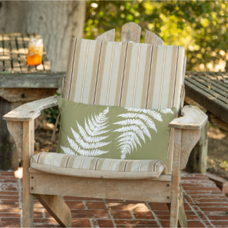 Woodland Fern Leaf Custom Background Colours Lumbar Pillow