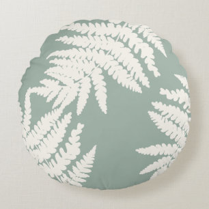 Woodland Fern Leaf Custom Background Colours Round Pillow