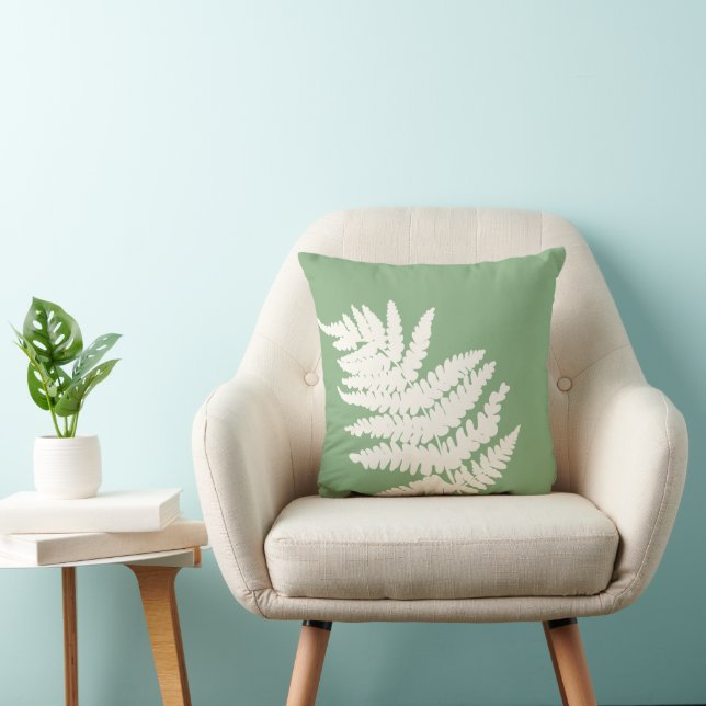 Woodland Fern Leaf Custom Background Colours  Throw Pillow (Chair)
