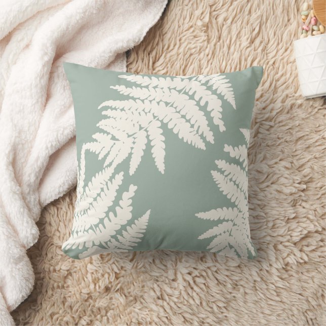 Woodland Fern Leaf Custom Background Colours  Throw Pillow (Blanket)