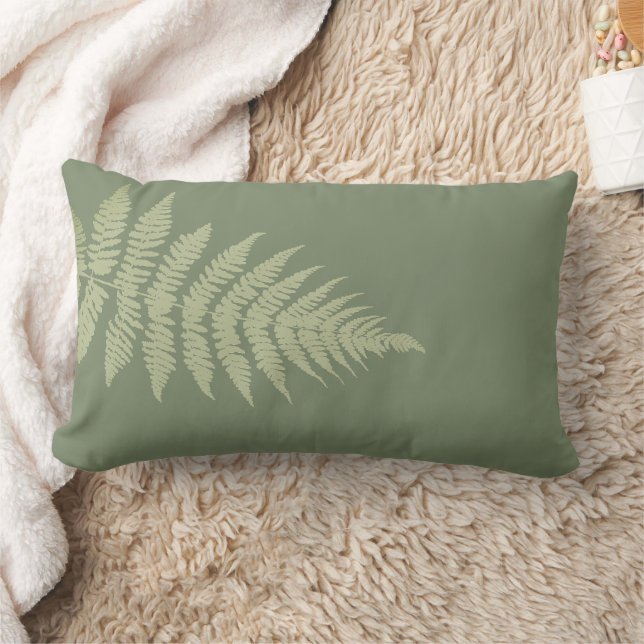 Woodland Fern Leves  Custom Background Colours  Lumbar Pillow (Blanket)