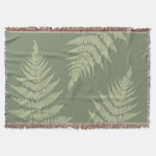 Woodland Fern Leves Custom Background Colours Throw Blanket