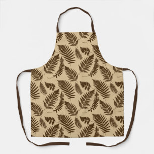 Woodland Fern Pattern, Beige and Dark Brown Apron