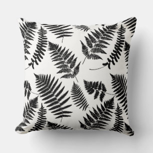Woodland Fern Pattern, Black and White Throw Pillo Pillow