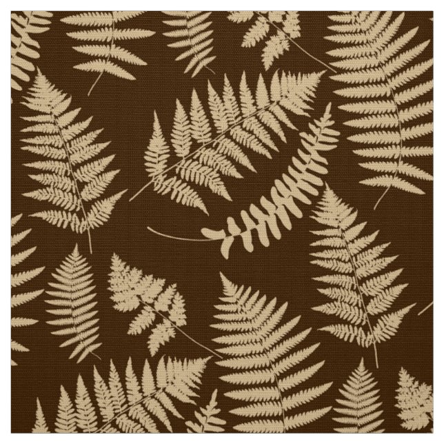 Woodland Fern Pattern, Brown and Beige Fabric (Swatch)