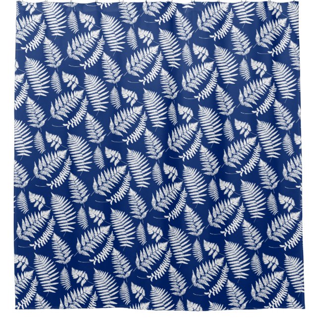 Woodland Fern Pattern, Cobalt Blue and White (Front)