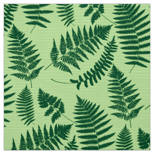 Woodland Fern Pattern, Emerald and Light Green Fabric