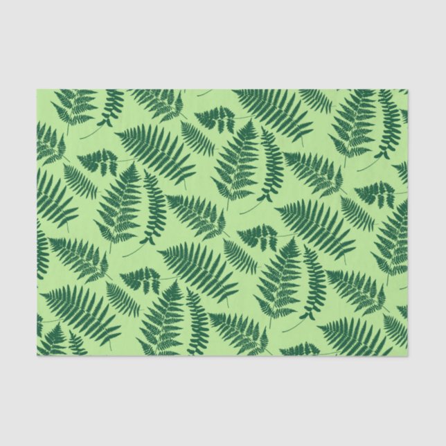 Woodland Fern Pattern, Emerald and Light Green Tissue Paper (Front)