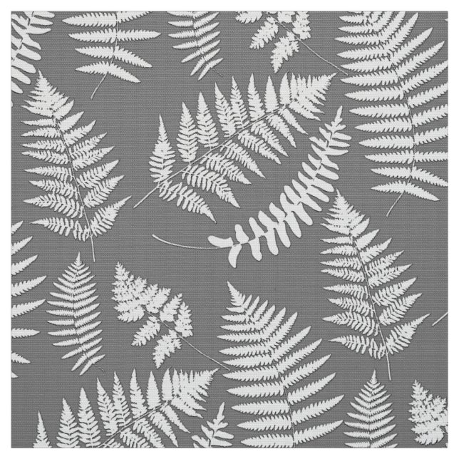 Woodland Fern Pattern, Grey / Grey and White Fabric (Swatch)