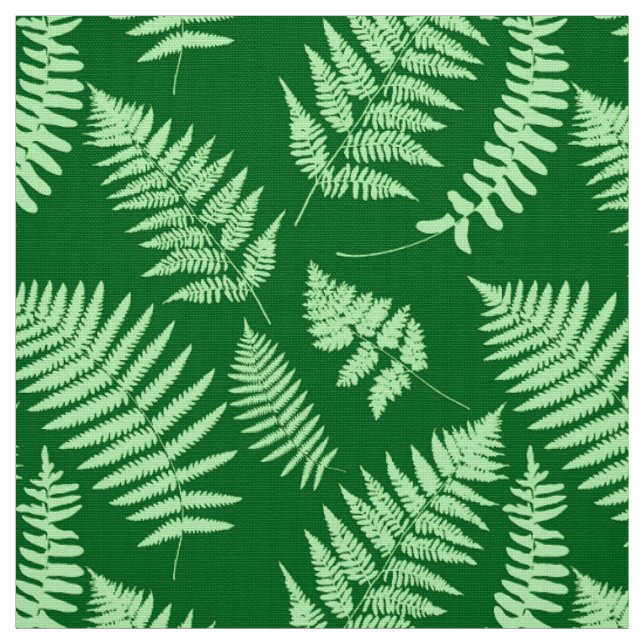 Woodland Fern Pattern, Light and Dark Green Fabric (Swatch)