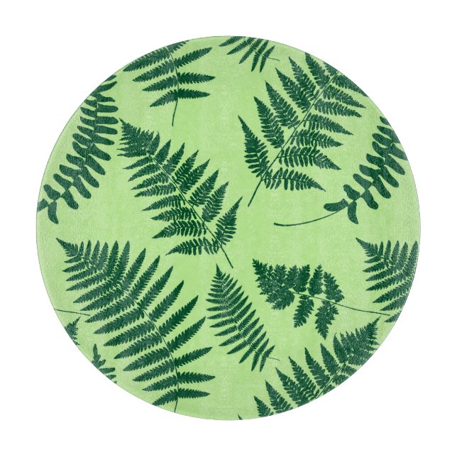 Woodland Fern Pattern, Light Green and Emerald Cutting Board (Front)
