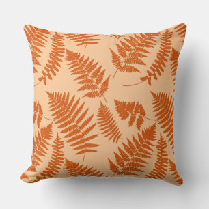 Woodland Fern Pattern, Pastel Orange Throw Pillow