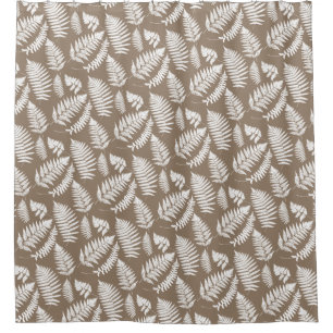 Woodland Fern Pattern, Taupe Tan and White