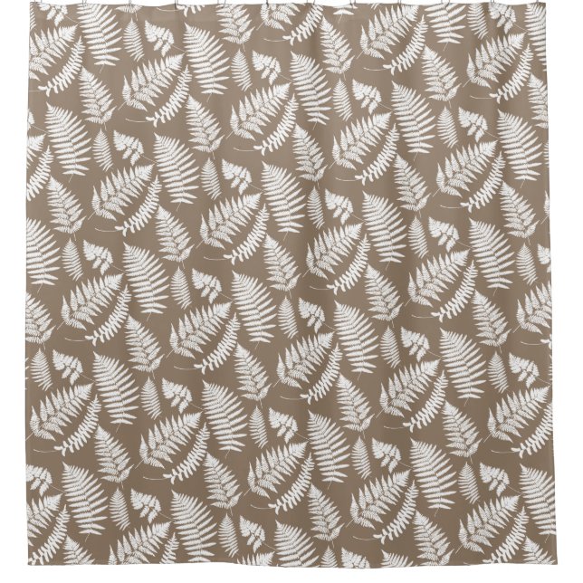 Woodland Fern Pattern, Taupe Tan and White (Front)