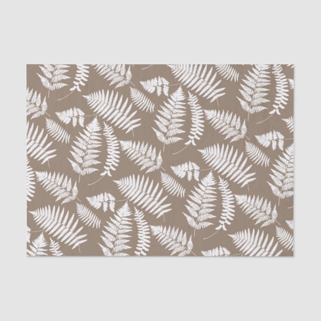 Woodland Fern Pattern, Taupe Tan and White Tissue Paper (Front)