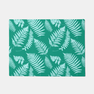 Woodland Fern Pattern, Turquoise and Aqua Doormat